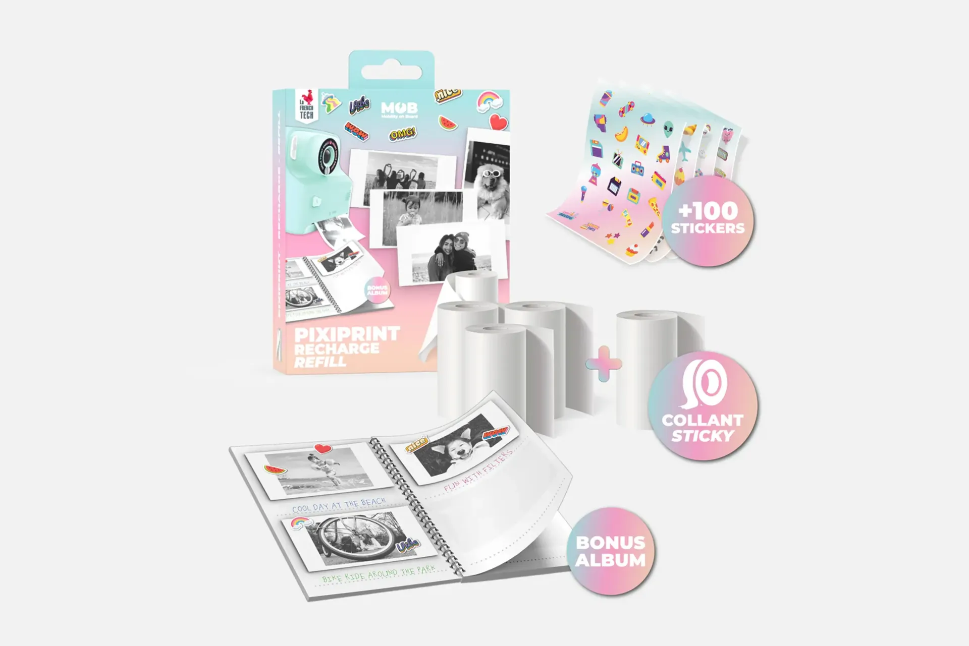 MOB CREATIVE KIT: MEMORY BOOKLET+ 4 PAPER ROLLS  (3  CLASSICAL + 1 STICKER)